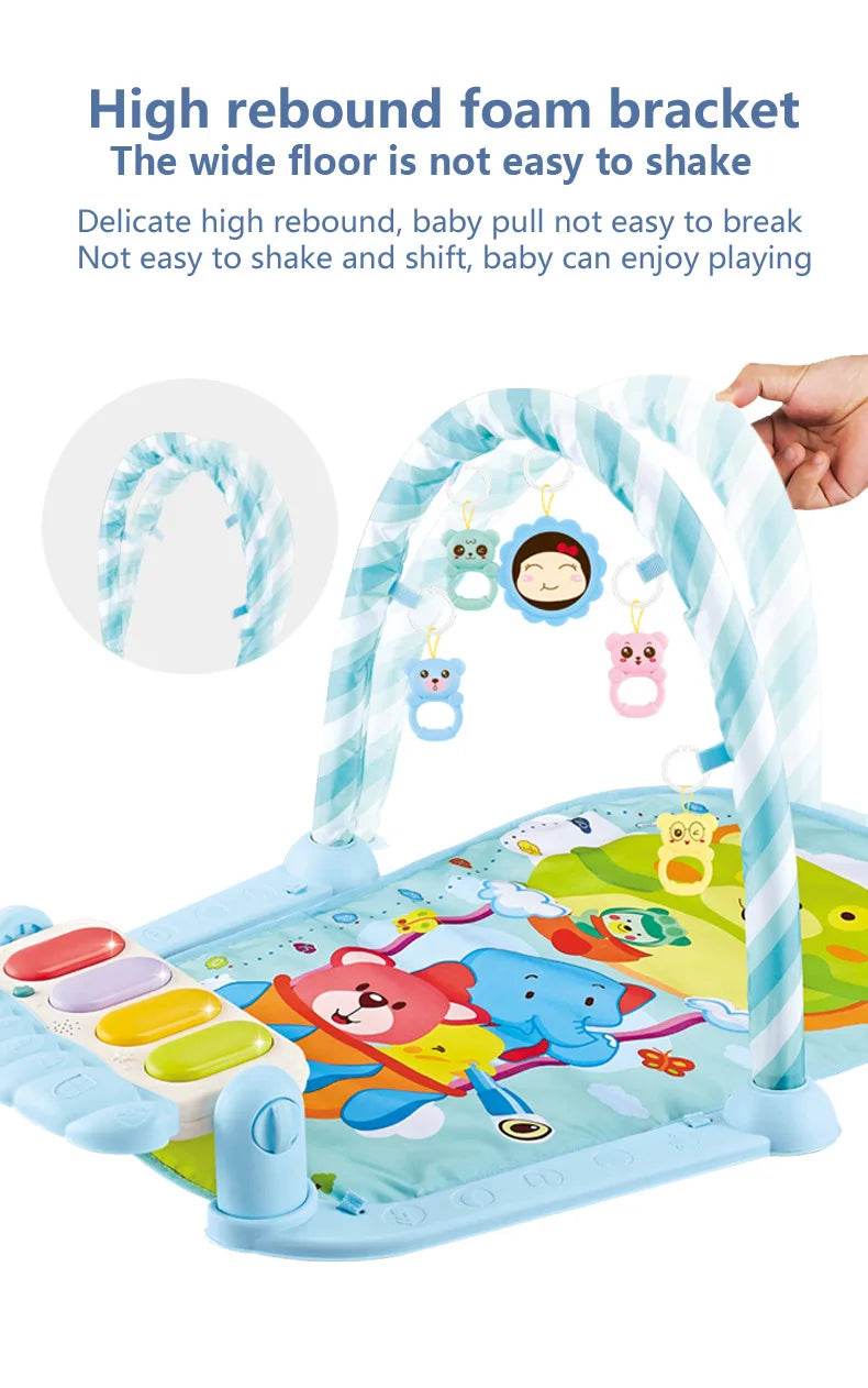 Baby Gyms & Playmats 5 In 1 Baby Gym Play Mat Non-Slip Tummy Time Mat with Colorful Toys and Music for 0-36 Months - ToylandEU
