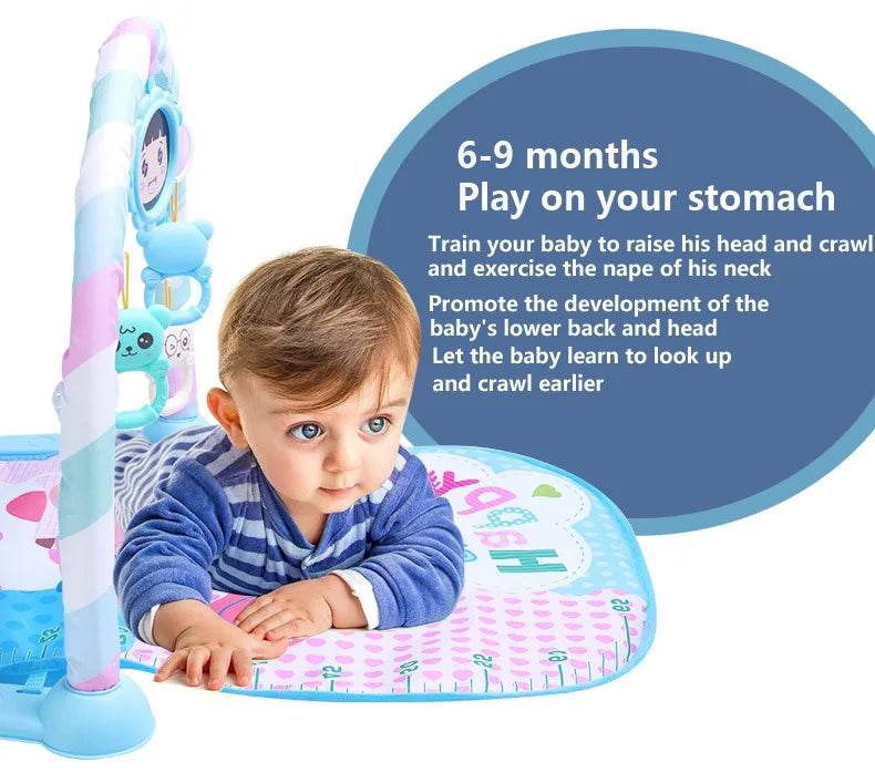 Baby Gyms & Playmats 5 In 1 Baby Gym Play Mat Non-Slip Tummy Time Mat with Colorful Toys and Music for 0-36 Months - ToylandEU