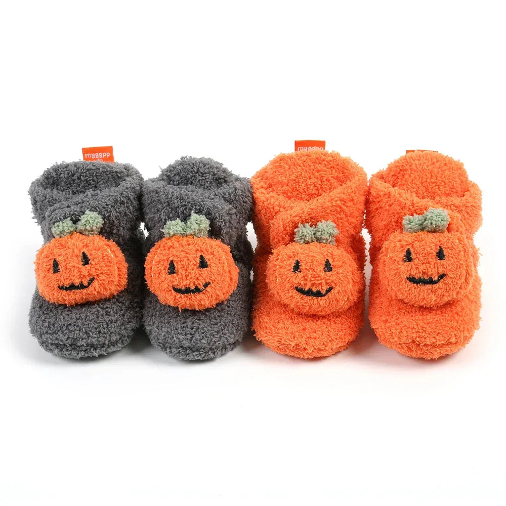 Baby Halloween Pumpkin Booties First Walkers Warm Winter Shoes - ToylandEU
