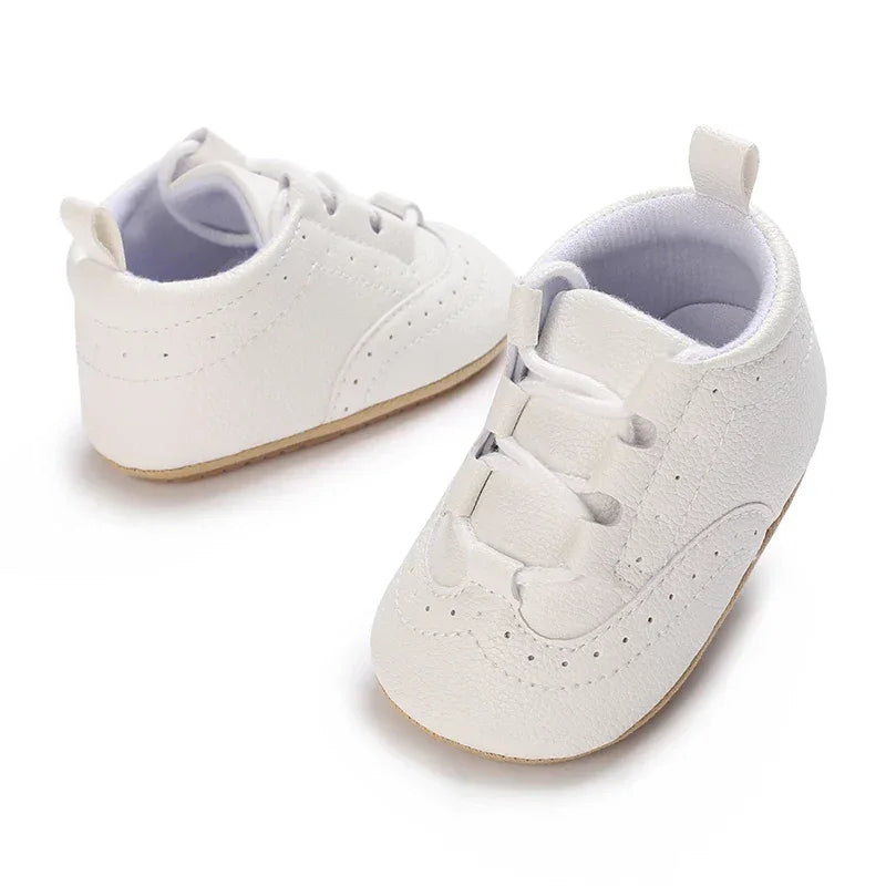 Baby Moccasin Shoes First Walker Soft Sole Anti Slip White - ToylandEU