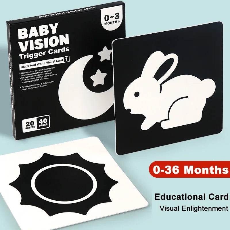 Baby Montessori Toys Black White Flash Cards High Contrast Visual Stimulation Colour Cards Early Education Toys For Nerborns - ToylandEU