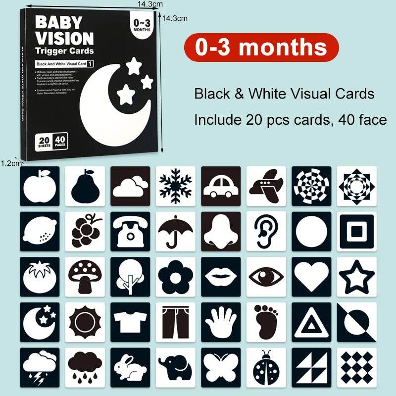 Baby Montessori Toys Black White Flash Cards High Contrast Visual Stimulation Colour Cards Early Education Toys For Nerborns - ToylandEU