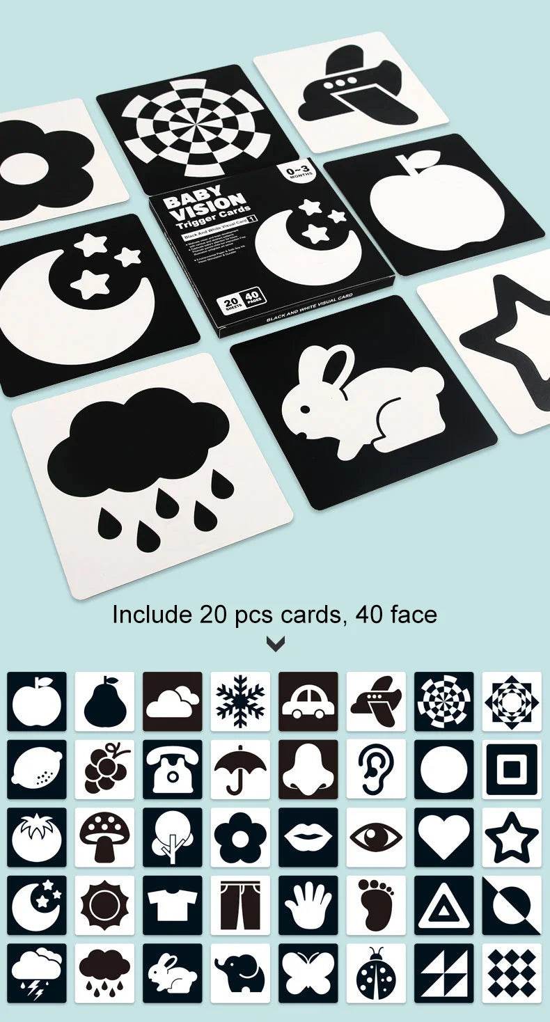 Baby Montessori Toys Black White Flash Cards High Contrast Visual Stimulation Colour Cards Early Education Toys For Nerborns - ToylandEU