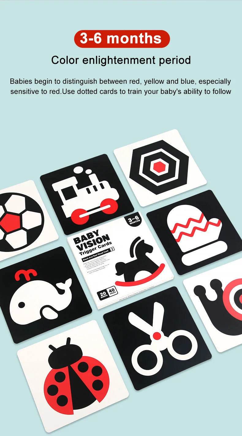 Baby Montessori Toys Black White Flash Cards High Contrast Visual Stimulation Colour Cards Early Education Toys For Nerborns - ToylandEU