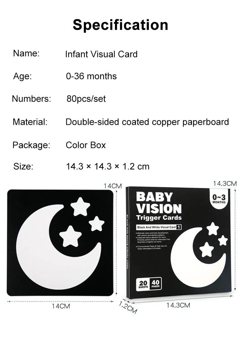 Baby Montessori Toys Black White Flash Cards High Contrast Visual Stimulation Colour Cards Early Education Toys For Nerborns - ToylandEU