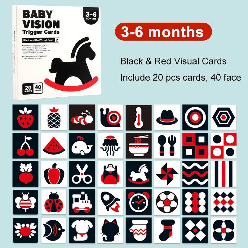 Baby Montessori Toys Black White Flash Cards High Contrast Visual Stimulation Colour Cards Early Education Toys For Nerborns - ToylandEU
