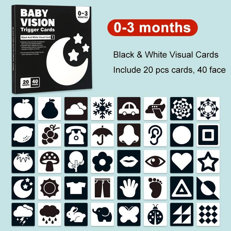 Baby Montessori Toys Black White Flash Cards High Contrast Visual Stimulation Colour Cards Early Education Toys For Nerborns - ToylandEU