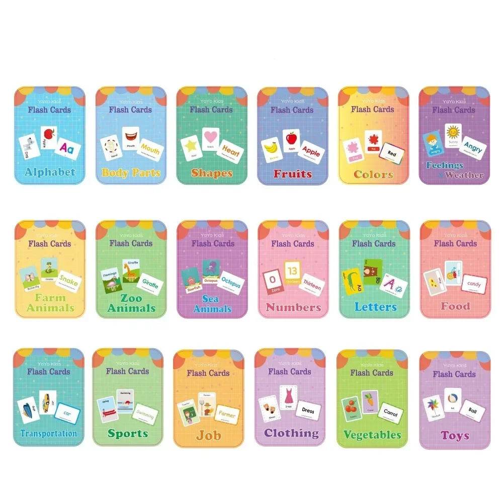 Baby Montessori Learn English Word Card Toddler Flashcards ABC Numbers Fruit Animal Body Educational Enlightenment Card for Kids - ToylandEU