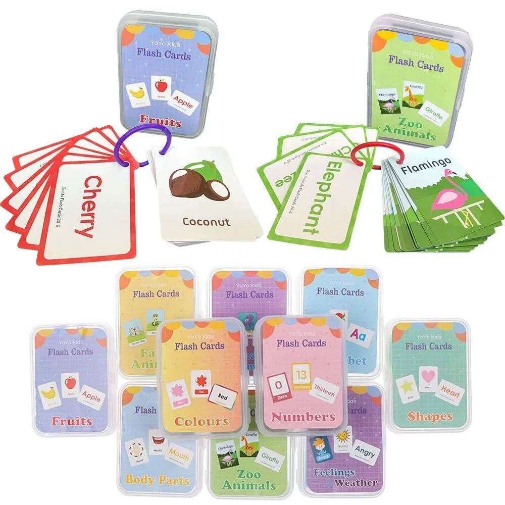 Baby Montessori Learn English Word Card Toddler Flashcards ABC Numbers Fruit Animal Body Educational Enlightenment Card for Kids - ToylandEU