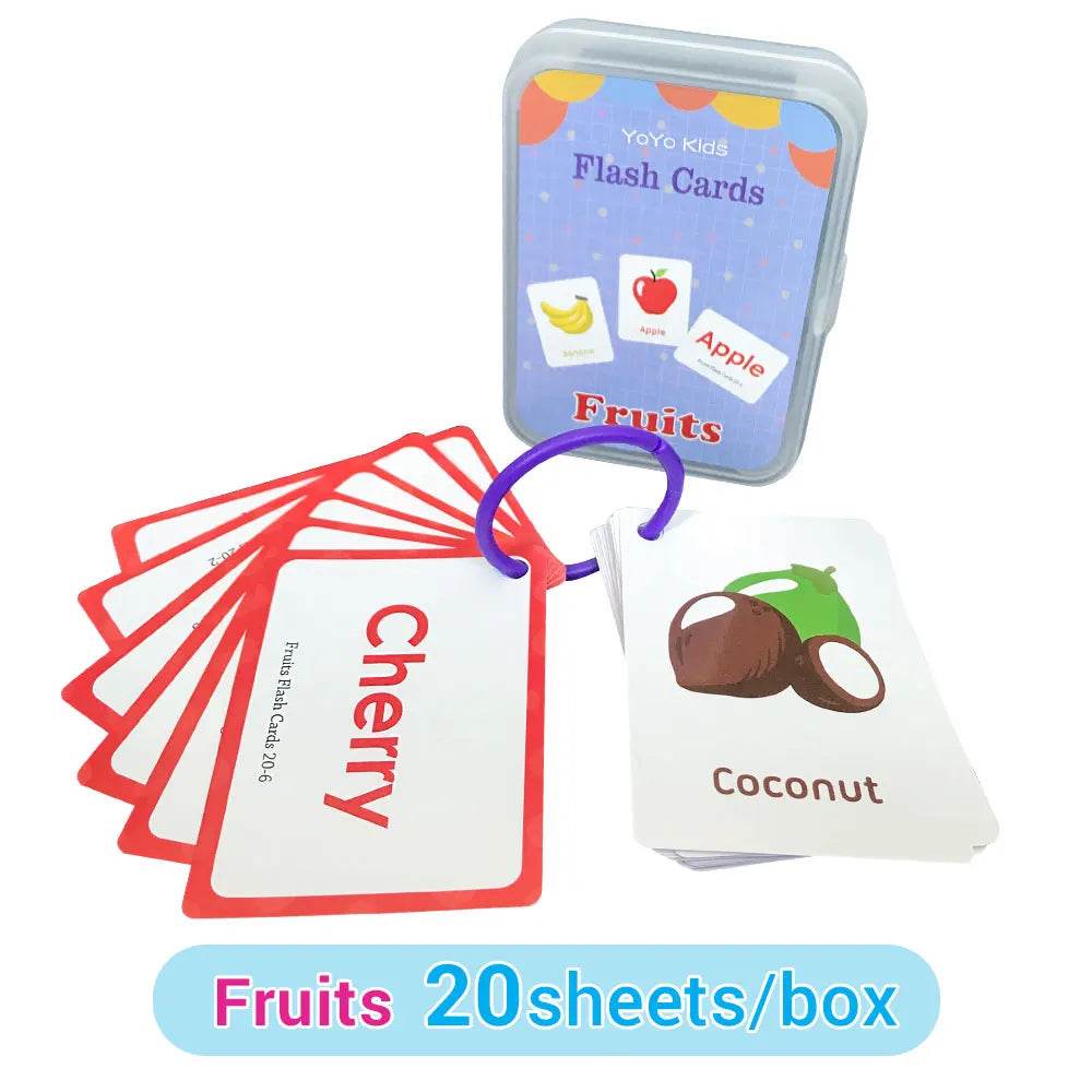 Baby Montessori Learn English Word Card Toddler Flashcards ABC Numbers Fruit Animal Body Educational Enlightenment Card for Kids - ToylandEU