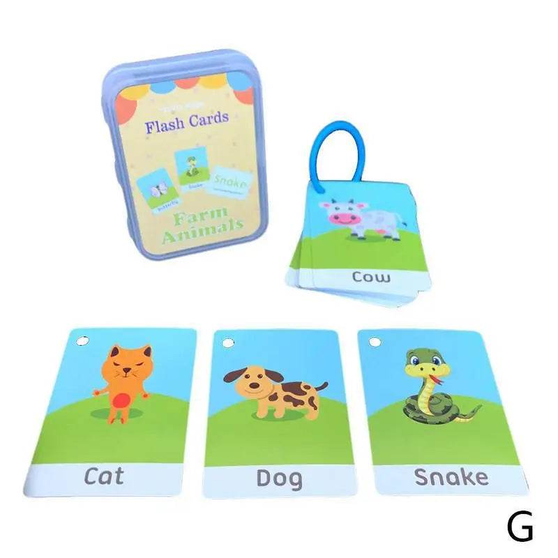 Baby Montessori Learn English Word Card Toddler Flashcards ABC Numbers Fruit Animal Body Educational Enlightenment Card for Kids - ToylandEU