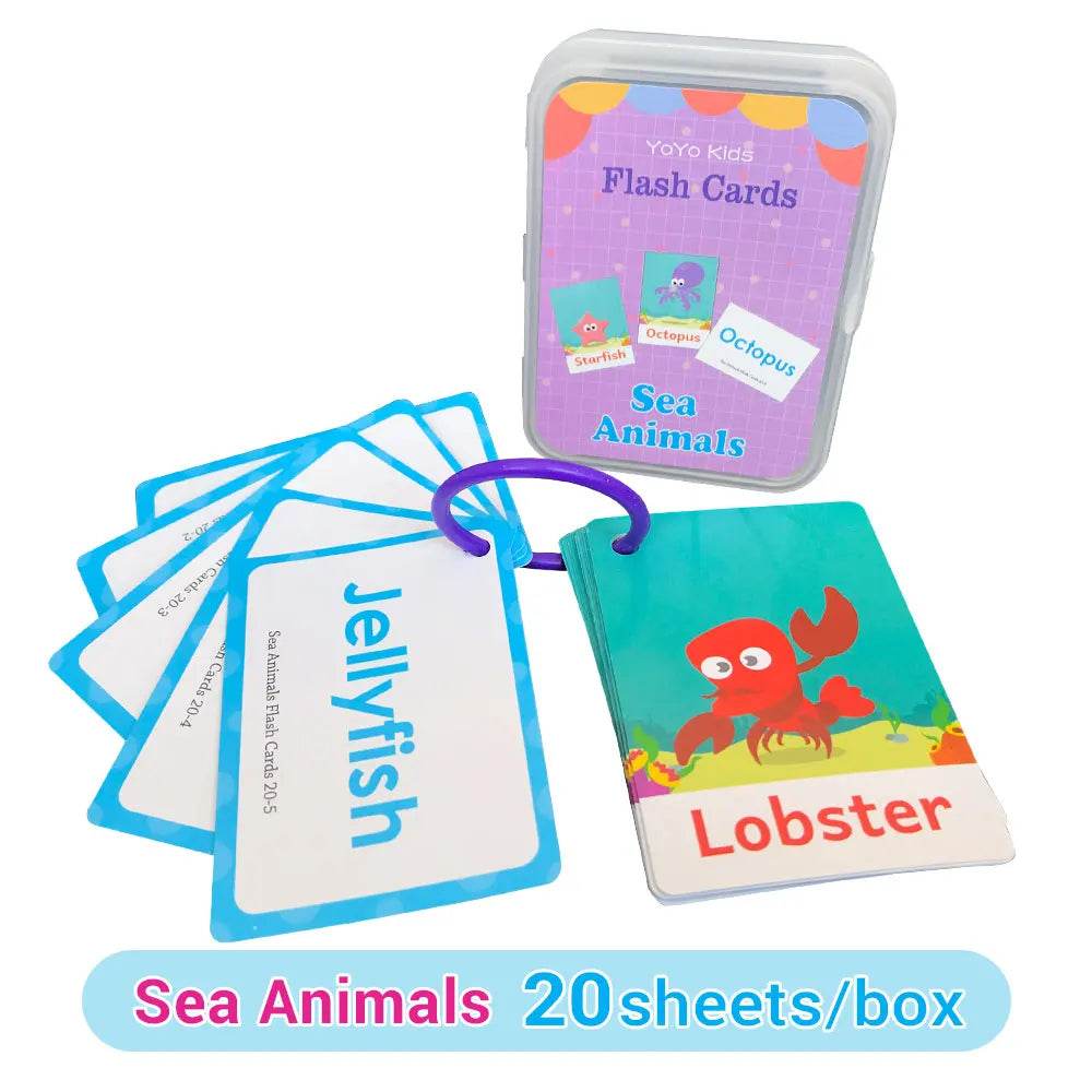 Baby Montessori Learn English Word Card Toddler Flashcards ABC Numbers Fruit Animal Body Educational Enlightenment Card for Kids - ToylandEU