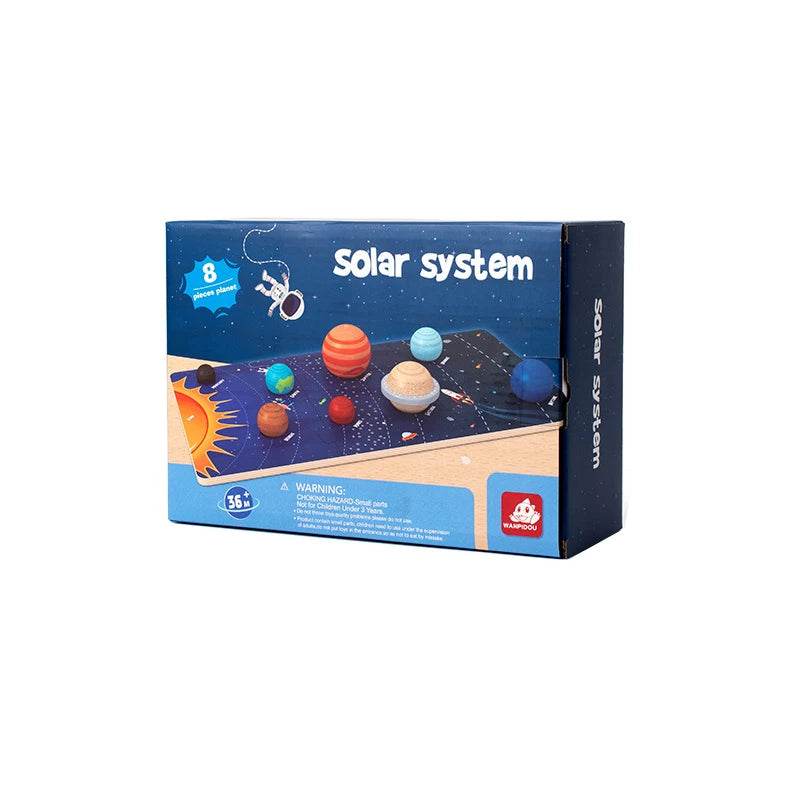 Baby Montessori Wooden Early Education Toys 3D Eight Planets Puzzle Universe Cognition Solar System Planet Matching Board - ToylandEU