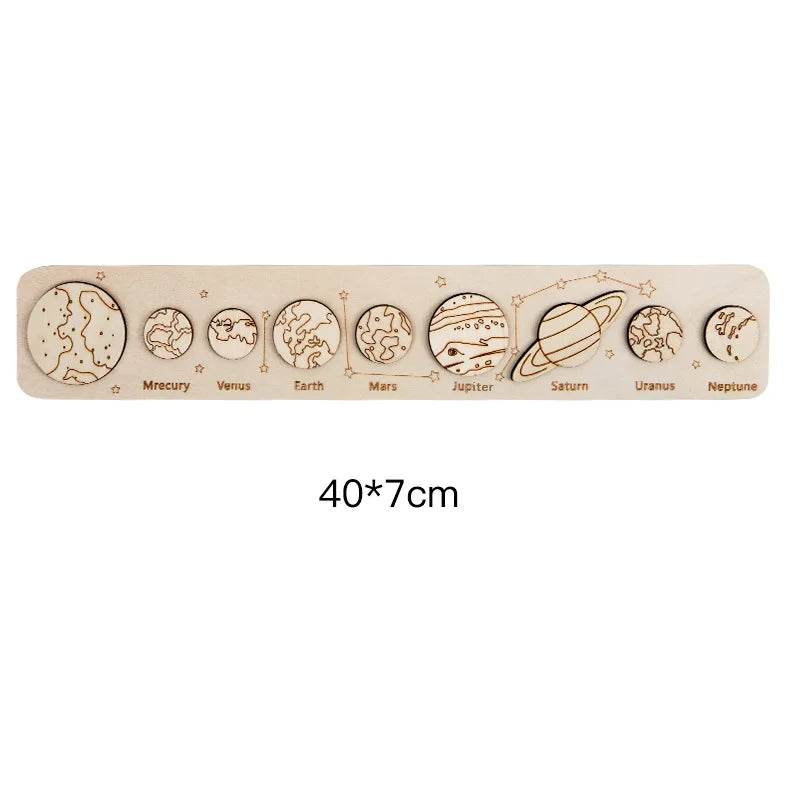 Baby Montessori Wooden Early Education Toys 3D Eight Planets Puzzle Universe Cognition Solar System Planet Matching Board - ToylandEU