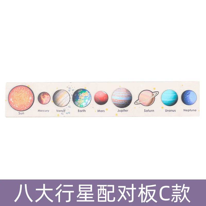 Baby Montessori Wooden Early Education Toys 3D Eight Planets Puzzle Universe Cognition Solar System Planet Matching Board - ToylandEU