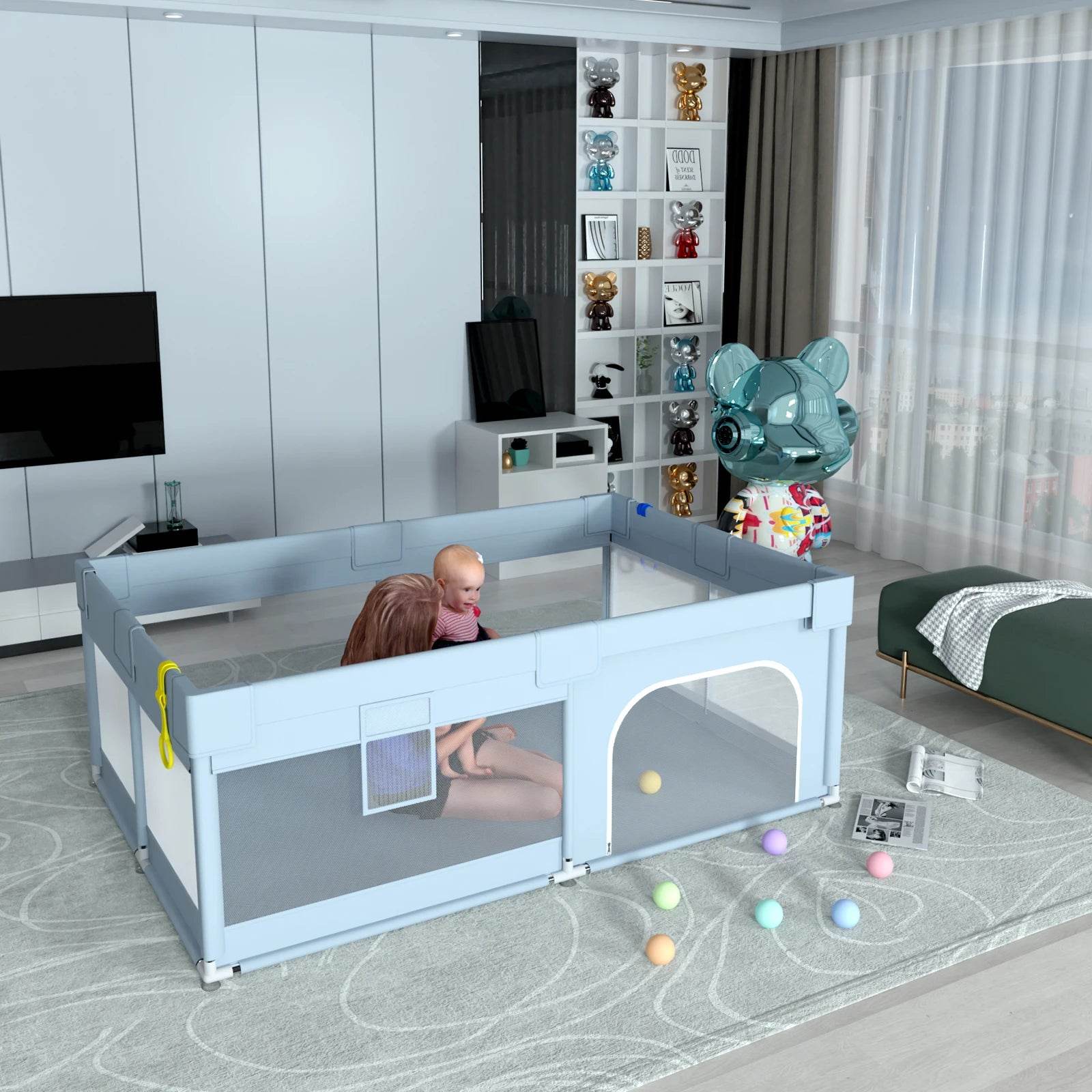 Baby Playpen For Kids and Toddlers 70X47 Breathable Mesh - ToylandEU