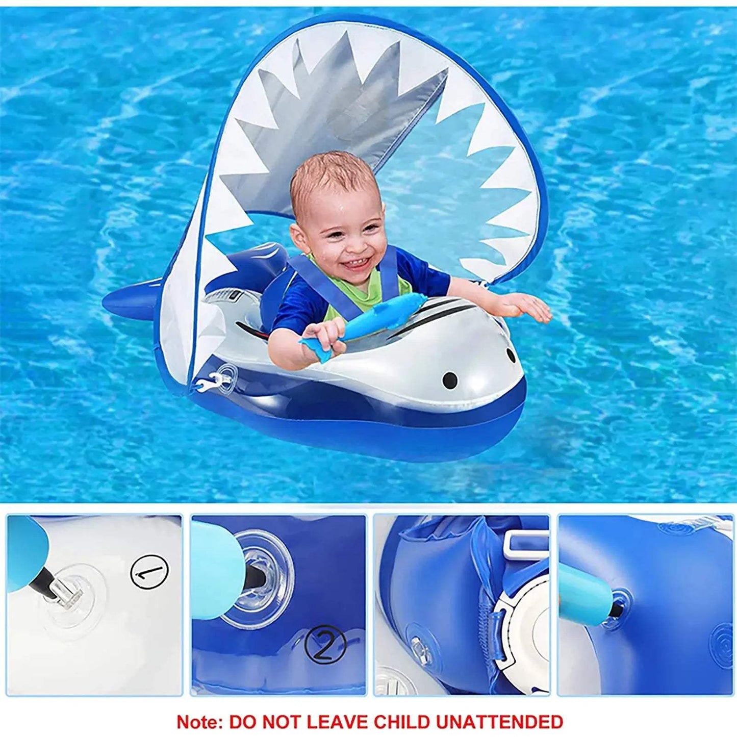  Baby Pool Float Shark Ring Head Support Anti Slip -  ToylandEU™