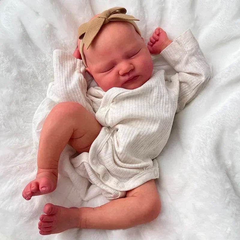 Baby Quinlyn Already Finished Paint Soft Touch Lifelike Sleeping Reborn Doll with Visible Veins Hand Draw Hair - ToylandEU