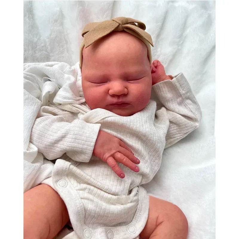 Baby Quinlyn Already Finished Paint Soft Touch Lifelike Sleeping Reborn Doll with Visible Veins Hand Draw Hair - ToylandEU