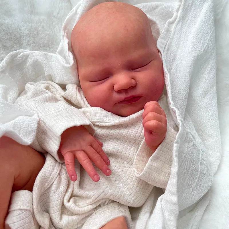 Baby Quinlyn Already Finished Paint Soft Touch Lifelike Sleeping Reborn Doll with Visible Veins Hand Draw Hair - ToylandEU