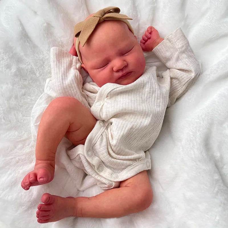 Baby Quinlyn Already Finished Paint Soft Touch Lifelike Sleeping Reborn Doll with Visible Veins Hand Draw Hair - ToylandEU