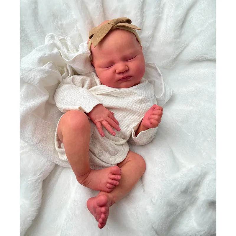 Baby Quinlyn Already Finished Paint Soft Touch Lifelike Sleeping Reborn Doll with Visible Veins Hand Draw Hair - ToylandEU