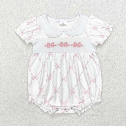 Baby Romper With Pink Bow Embroidery For Girls Cotton Comfort - ToylandEU