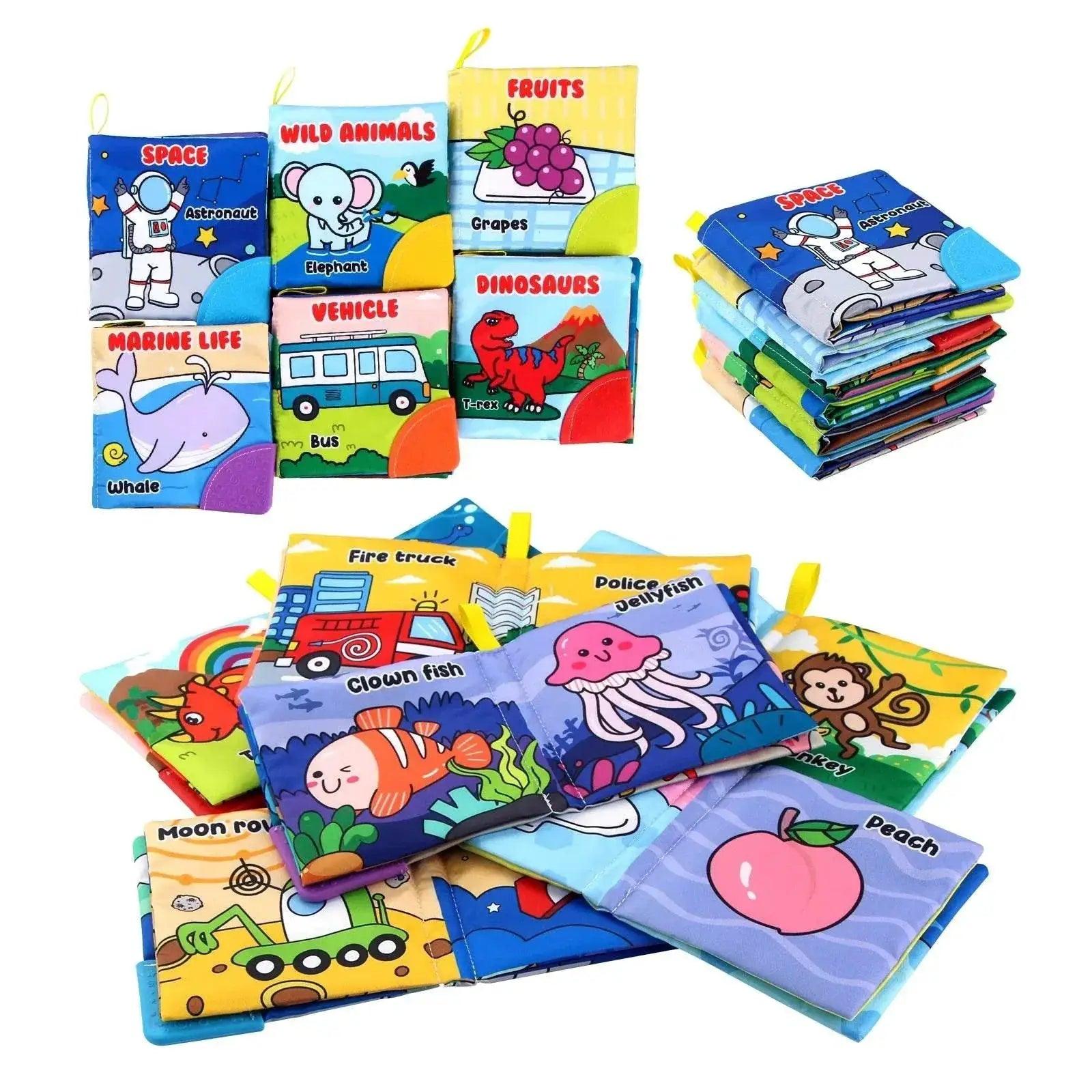  Baby Soft Cloth Books Baby Intelligence Development Learning Book with Teether Rustle Sound Cognition Educational Toys for Baby -  ToylandEU™