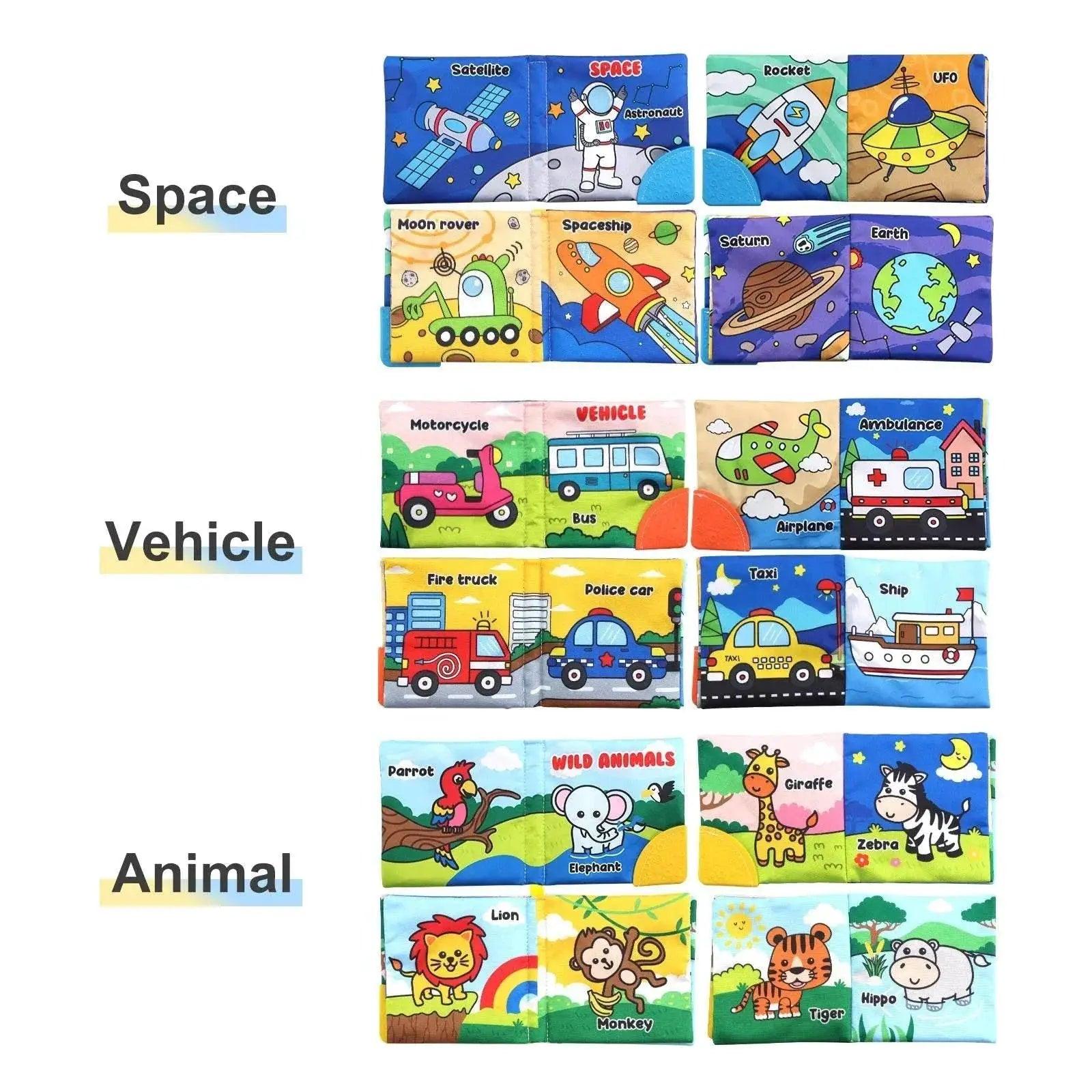  Baby Soft Cloth Books Baby Intelligence Development Learning Book with Teether Rustle Sound Cognition Educational Toys for Baby -  ToylandEU™