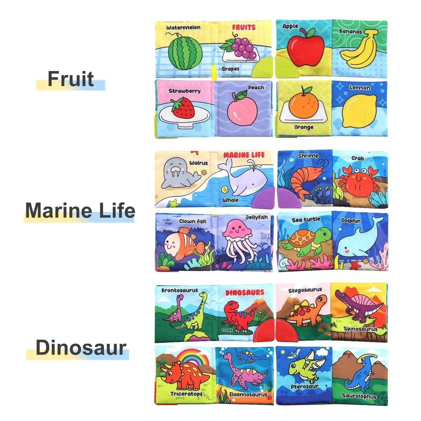  Baby Soft Cloth Books Baby Intelligence Development Learning Book with Teether Rustle Sound Cognition Educational Toys for Baby -  ToylandEU™
