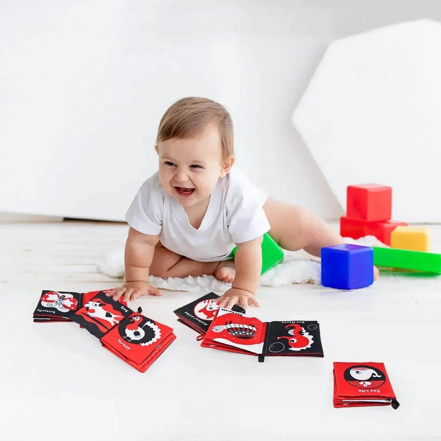  Baby Soft Cloth Books Baby Intelligence Development Learning Book with Teether Rustle Sound Cognition Educational Toys for Baby -  ToylandEU™