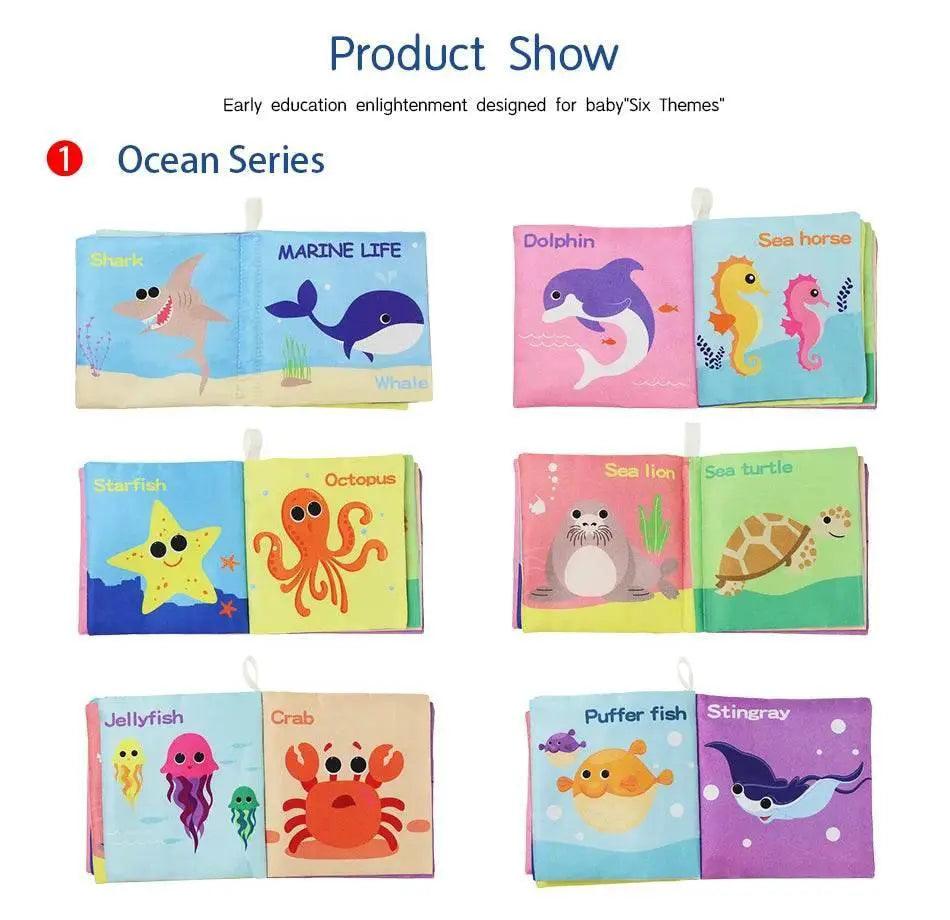  Baby Soft Cloth Books Baby Intelligence Development Learning Book with Teether Rustle Sound Cognition Educational Toys for Baby -  ToylandEU™