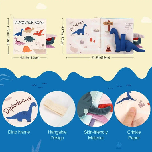  Baby Soft Cloth Dinosaur Book 17x16cm Interactive Sensory Montessori Toy For 0-36 Months -  ToylandEU™