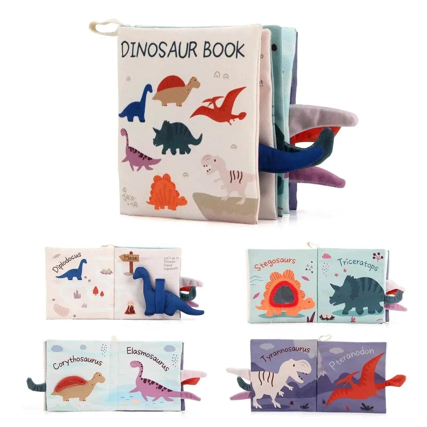  Baby Soft Cloth Dinosaur Book 17x16cm Interactive Sensory Montessori Toy For 0-36 Months -  ToylandEU™