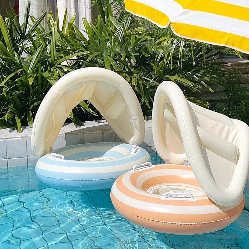  Baby Swim Float With Adjustable Sun Canopy For Comfort -  ToylandEU™