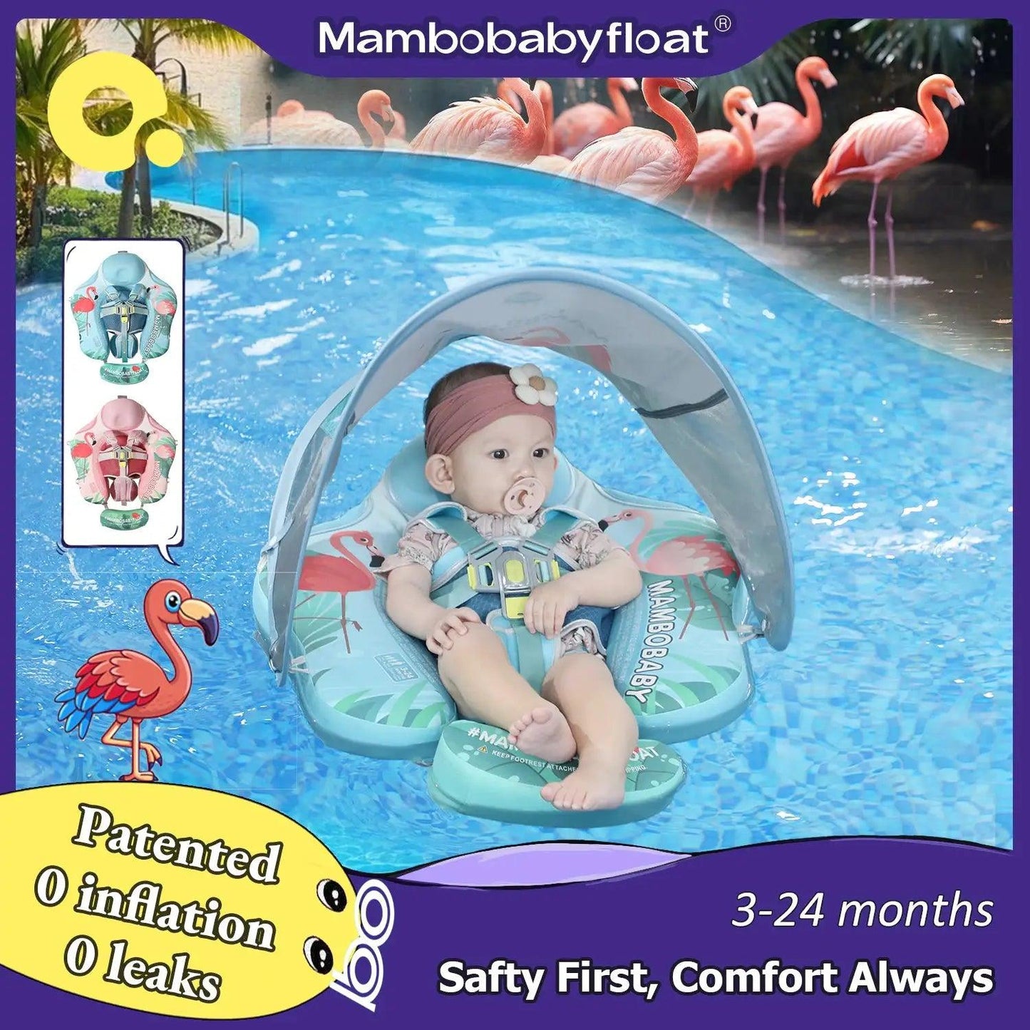  Mambobaby Gentle Skin Safe Baby Swimming Ring With Canopy -  ToylandEU™