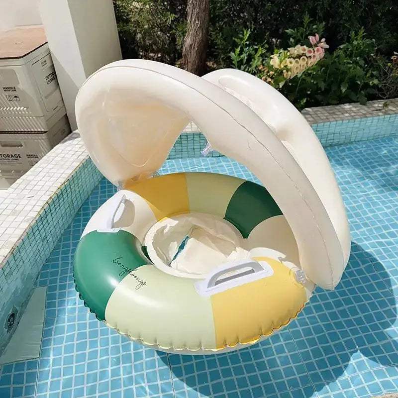 Inflatable Baby Swimming Float with Adjustable Sun Canopy Safety Seat Pool Toy Baby Pool Float Ring for Babies 6-36 Months - ToylandEU