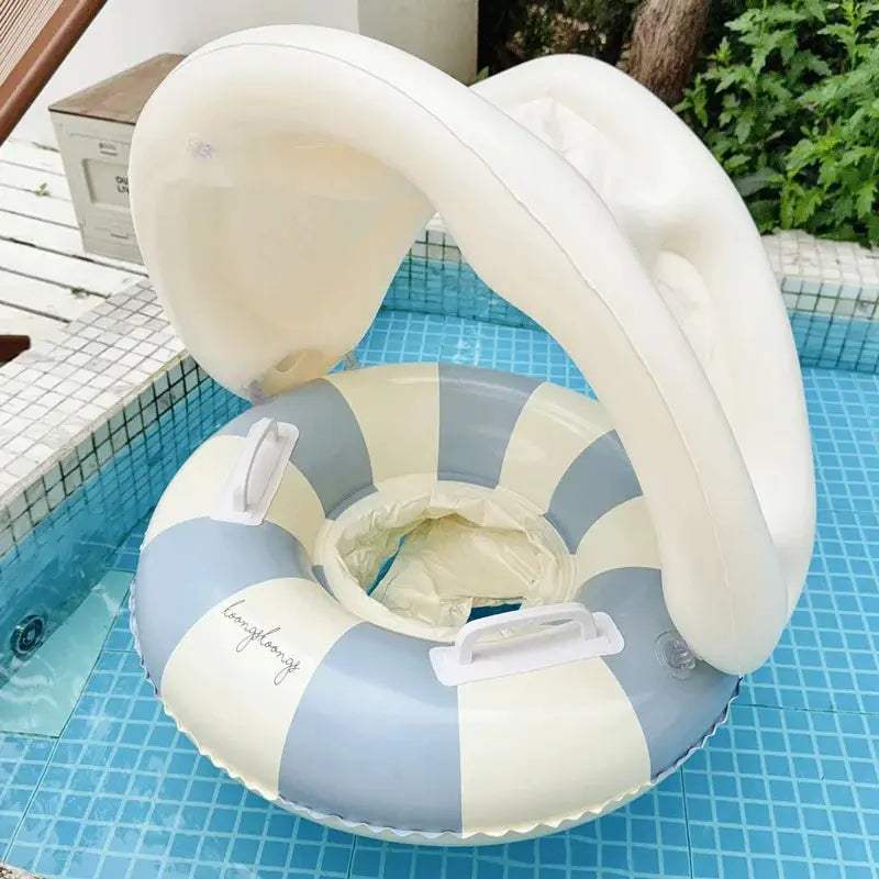Inflatable Baby Swimming Float with Adjustable Sun Canopy Safety Seat Pool Toy Baby Pool Float Ring for Babies 6-36 Months - ToylandEU