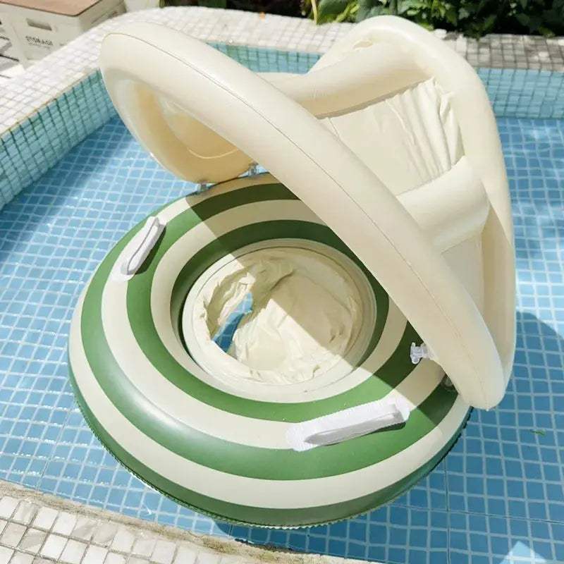 Inflatable Baby Swimming Float with Adjustable Sun Canopy Safety Seat Pool Toy Baby Pool Float Ring for Babies 6-36 Months - ToylandEU