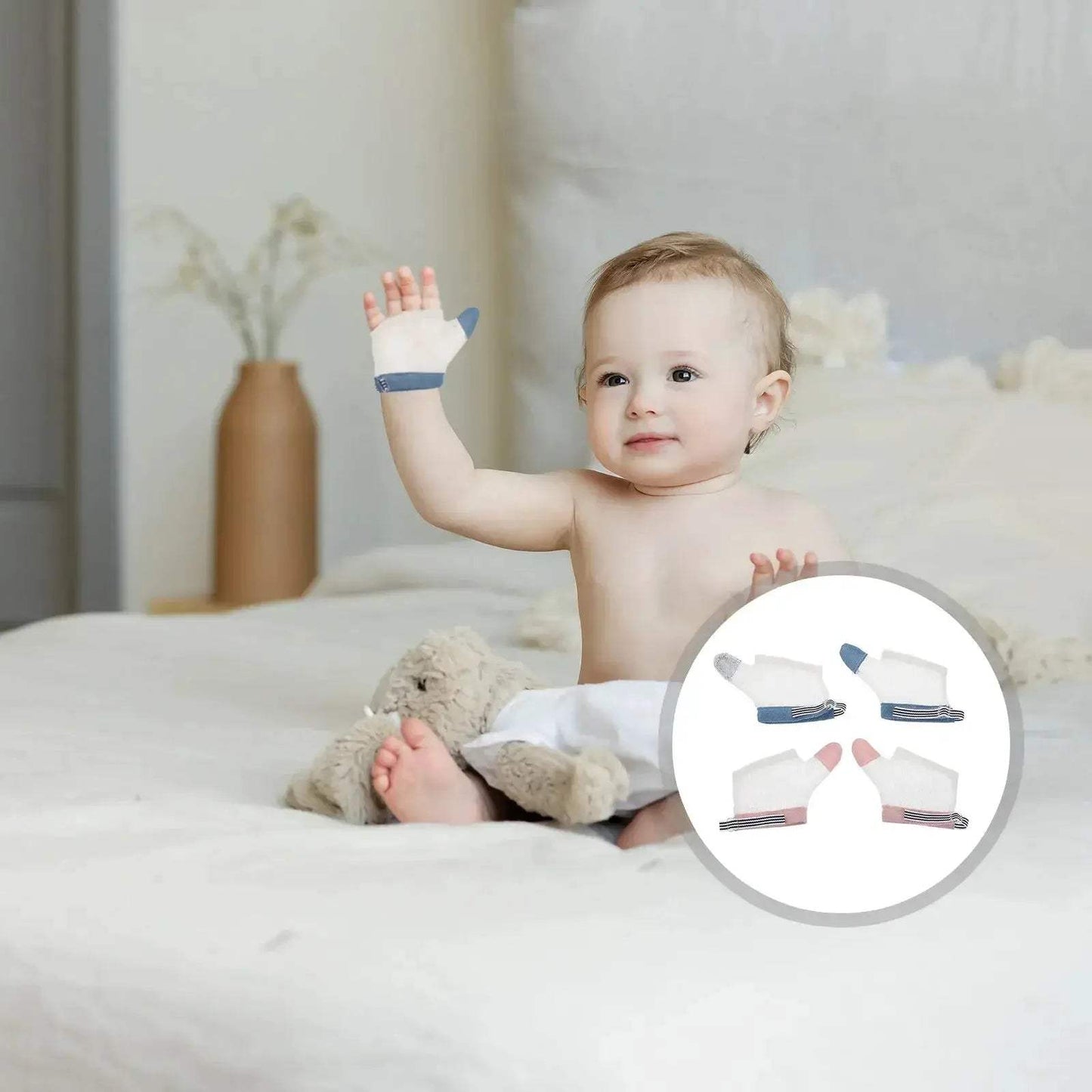 Baby Thumb Sucking Stop Gloves Nylon Finger Guards Two Pairs - ToylandEU