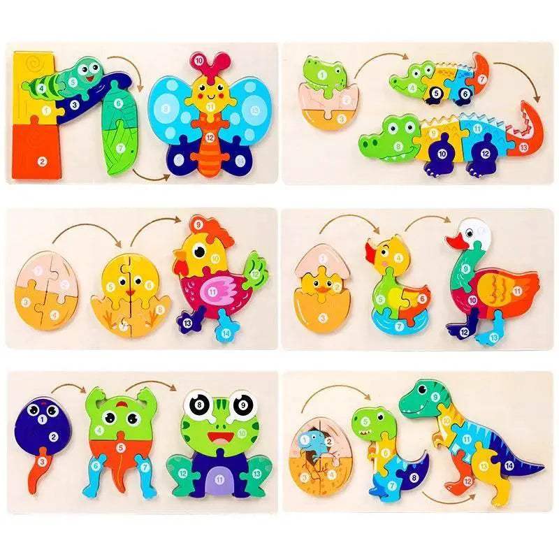  Baby Toy Wooden 3D Puzzle Cartoon Jigsaw for Kids -  ToylandEU™