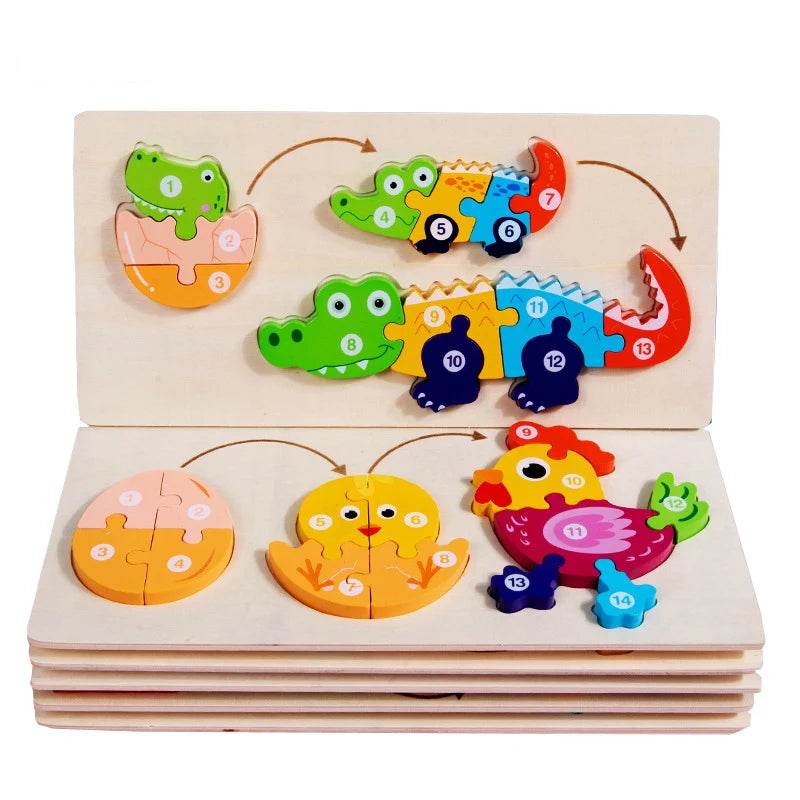 Baby Toy Wooden 3D Puzzle Toys Life Cycle Cartoon Jigsaw - ToylandEU