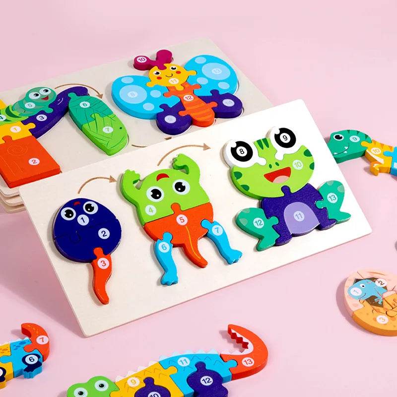 Baby Toy Wooden 3D Puzzle Toys Life Cycle Cartoon Jigsaw - ToylandEU