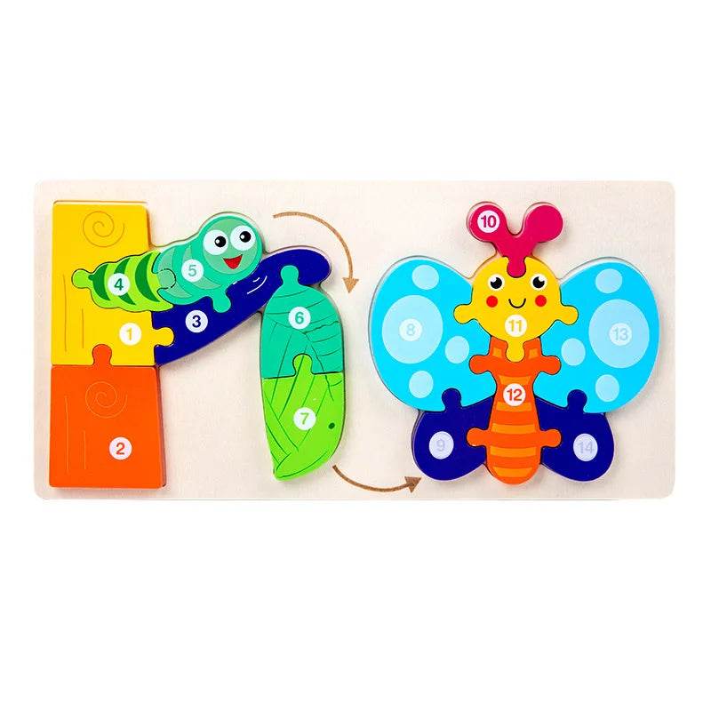 Baby Toy Wooden 3D Puzzle Toys Life Cycle Cartoon Jigsaw - ToylandEU
