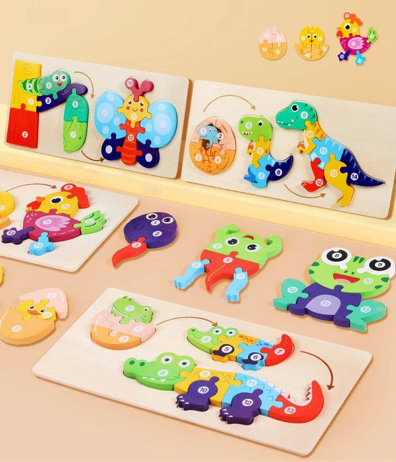 Baby Toy Wooden 3D Puzzle Toys Life Cycle Cartoon Jigsaw - ToylandEU