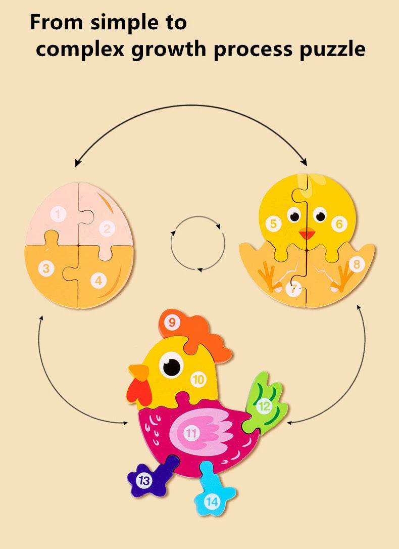 Baby Toy Wooden 3D Puzzle Toys Life Cycle Cartoon Jigsaw - ToylandEU