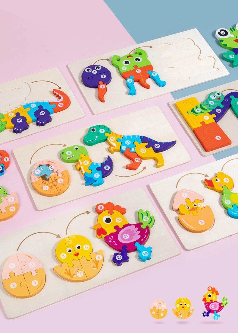 Baby Toy Wooden 3D Puzzle Toys Life Cycle Cartoon Jigsaw - ToylandEU