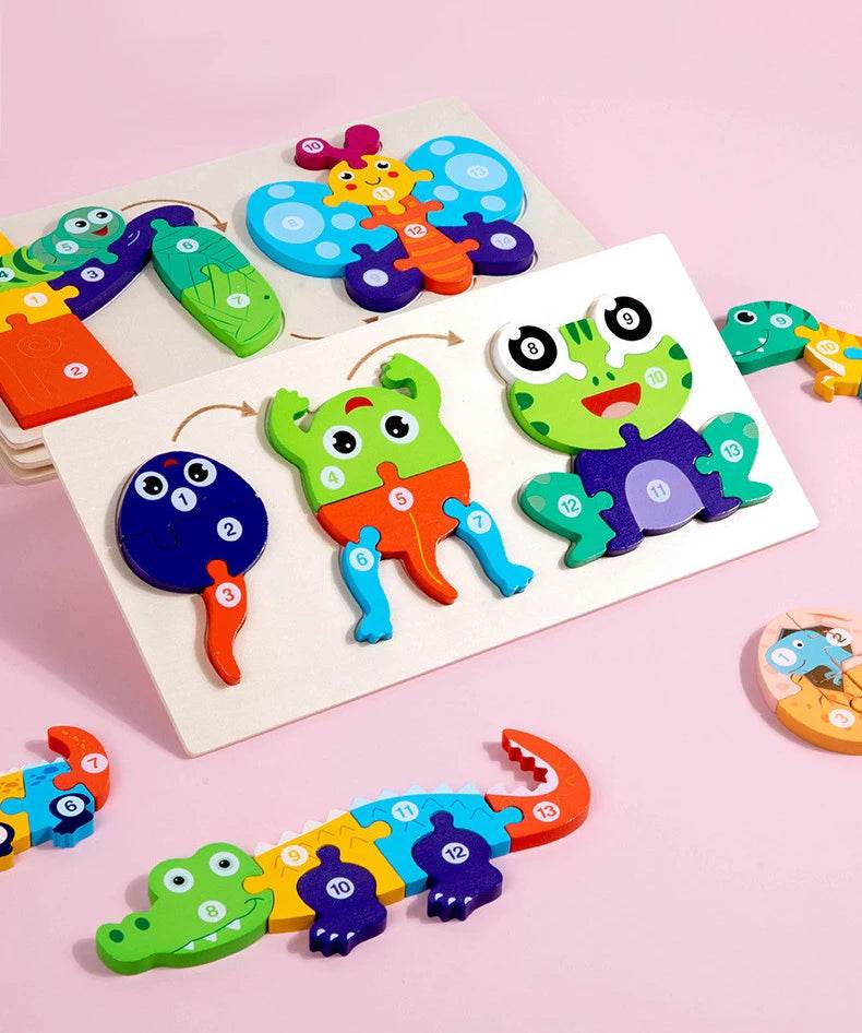 Baby Toy Wooden 3D Puzzle Toys Life Cycle Cartoon Jigsaw - ToylandEU