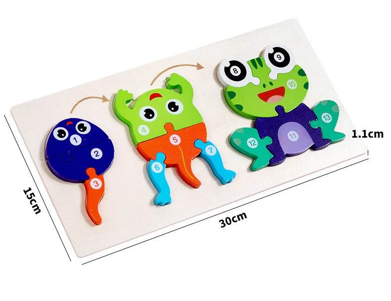 Baby Toy Wooden 3D Puzzle Toys Life Cycle Cartoon Jigsaw - ToylandEU