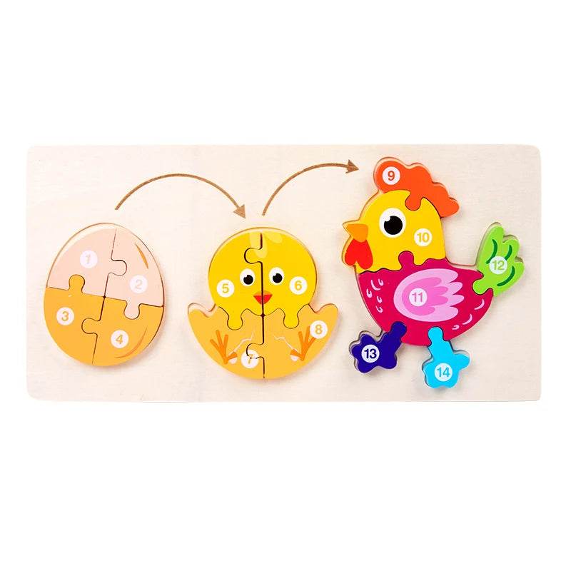 Baby Toy Wooden 3D Puzzle Toys Life Cycle Cartoon Jigsaw - ToylandEU